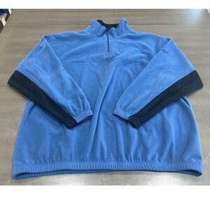 Reebok Mens 2XL Quarter Zip Fleece Pullover Blue Black Athletic Sweatshirt